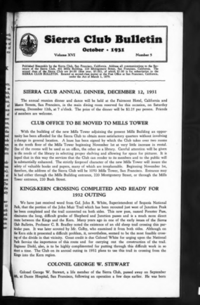 Sierra Club Bulletin 1931 Vol 16 No 5 October cover